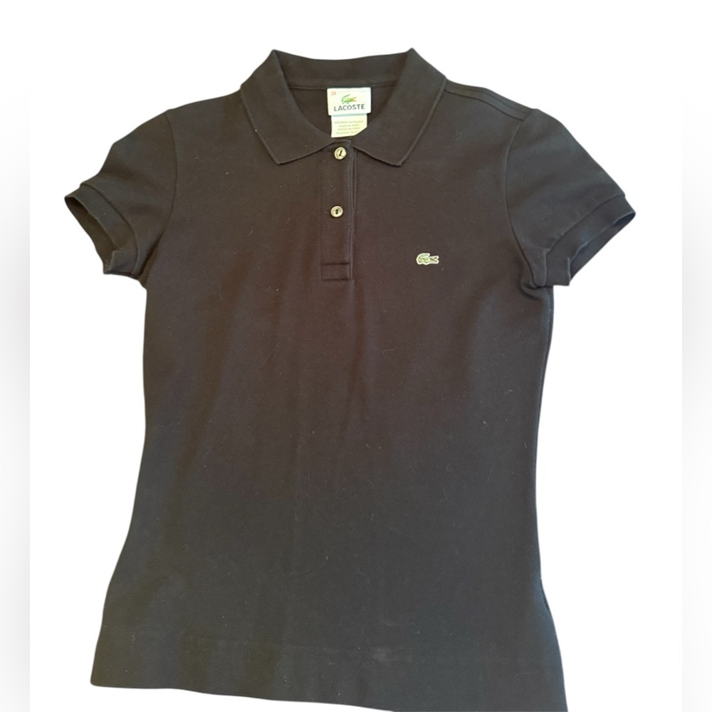 Lacoste Vintage Y2K Black Women’s Short Sleeve Polo Tee Size 34 XS MSRP $98